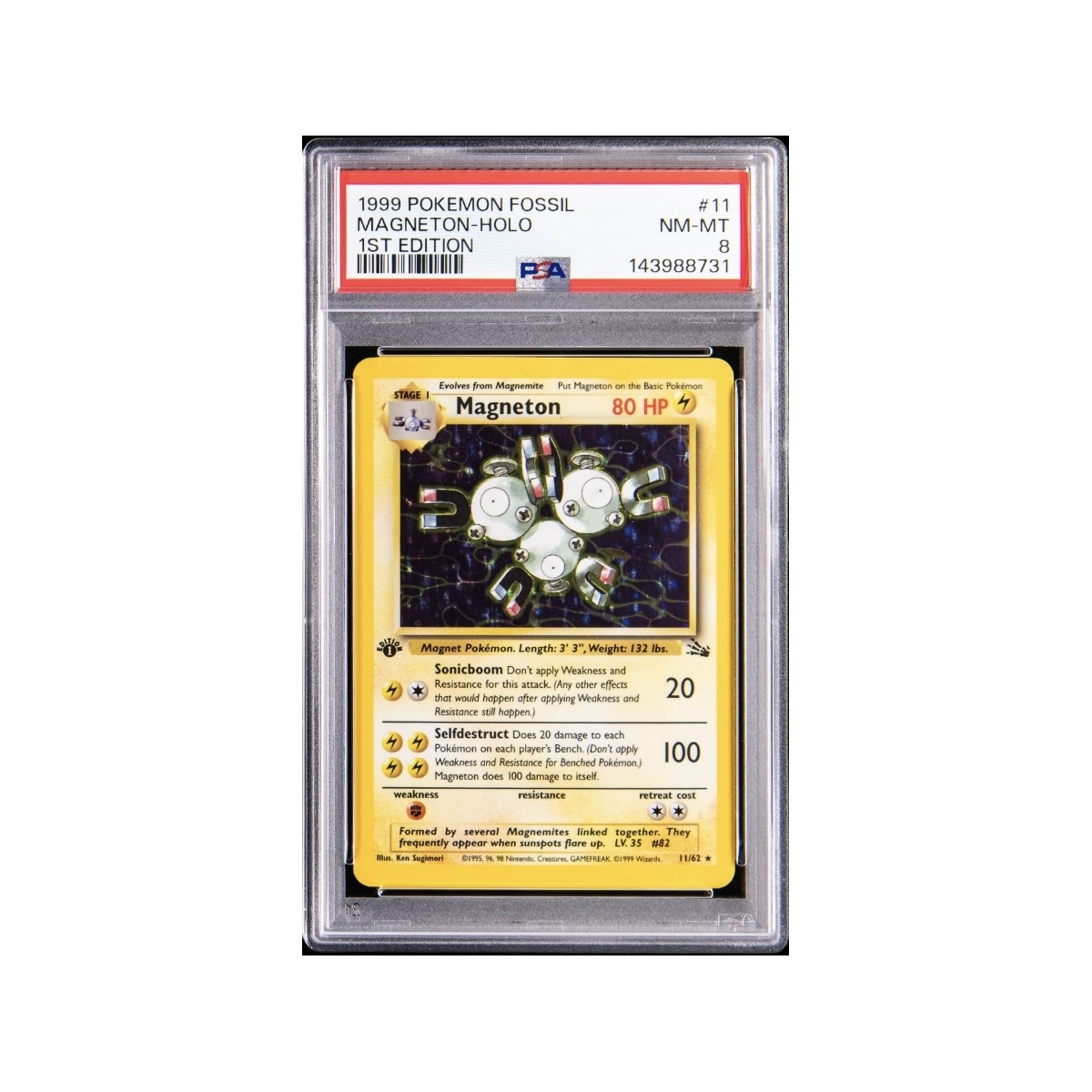 MAGNETON HOLO 1ST EDITION PSA 8 – FOSSIL 1999