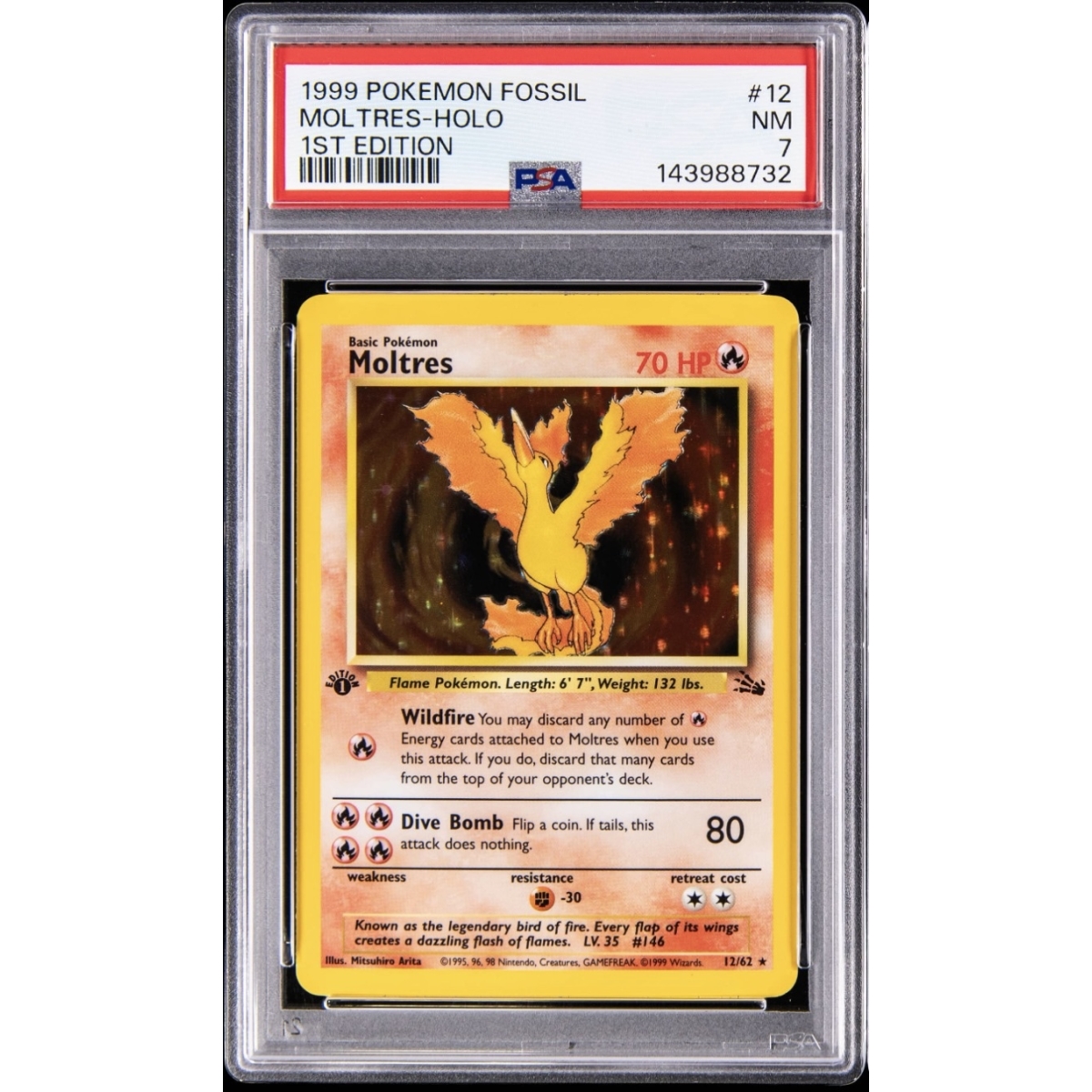 MOLTRES HOLO 1ST EDITION PSA 7 – FOSSIL 1999