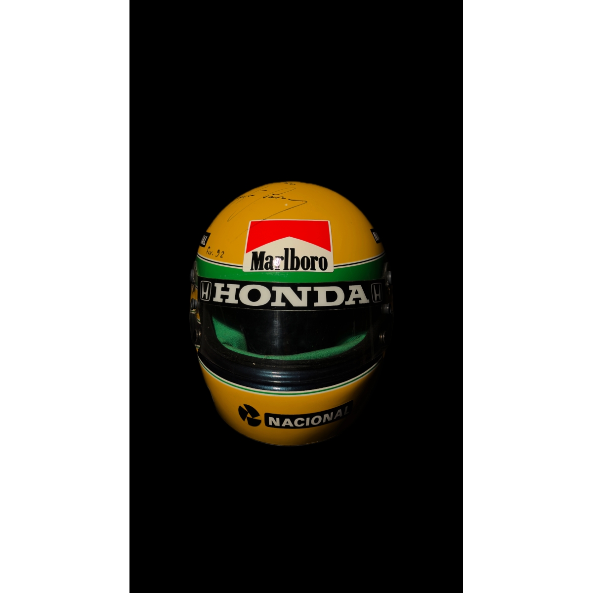 AYRTON SENNA AUTÓGRAFO – CAPACETE MCLAREN HONDA FAV. 92