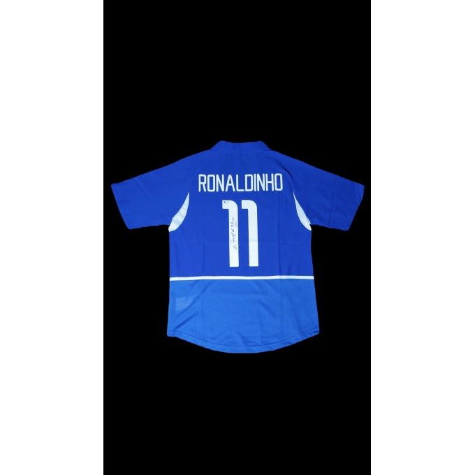 RONALDINHO AUTÓGRAFO – CAMISA AZUL BRASIL 2002