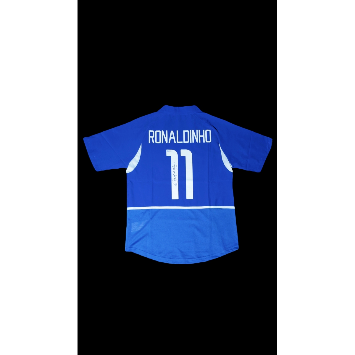 RONALDINHO AUTÓGRAFO – CAMISA AZUL BRASIL 2002