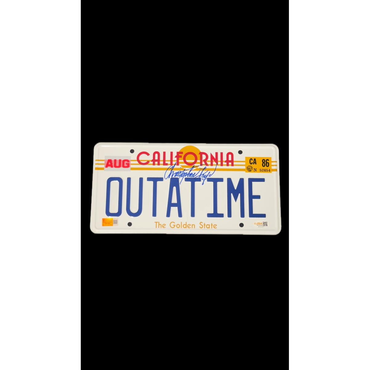 Christopher Lloyd Autógrafo - Placa “CALIFORNIA – OUTATIME”
