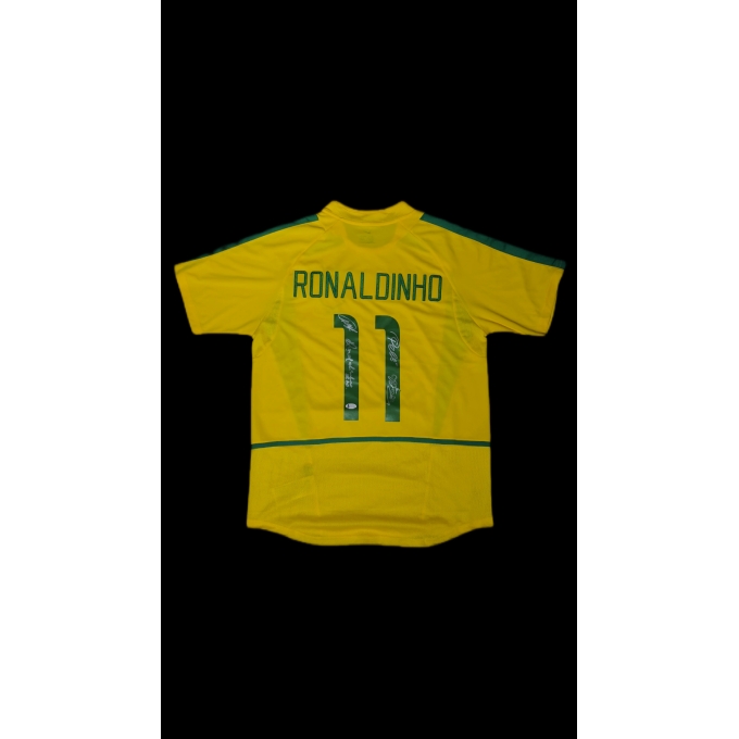 PELÉ E ÍCONES SELEÇÃO BRASILEIRA AUTÓGRAFOS - CAMISA BRASIL RONALDINHO MULTIASSINADA