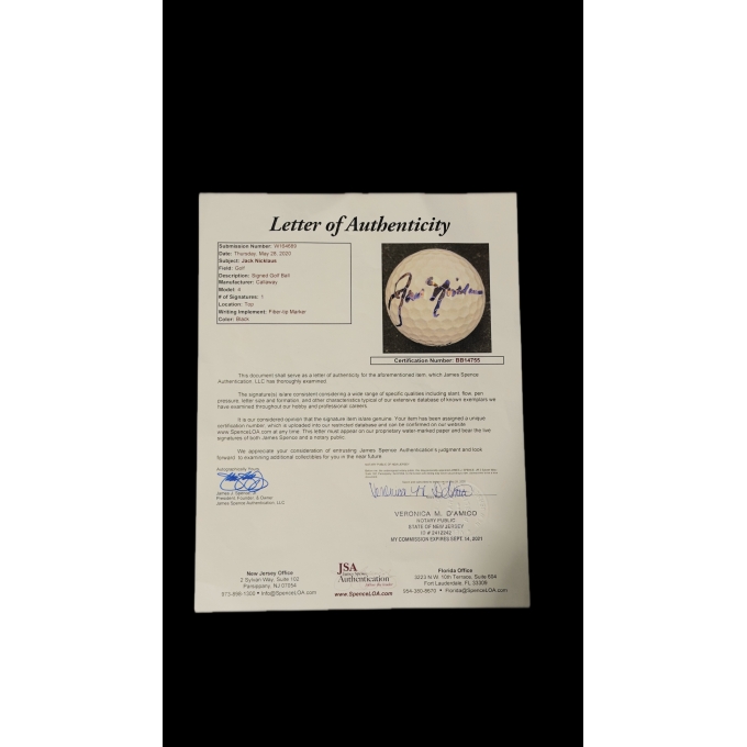 JACK NICKLAUS AUTÓGRAFO – BOLA DE GOLFE CALLAWAY