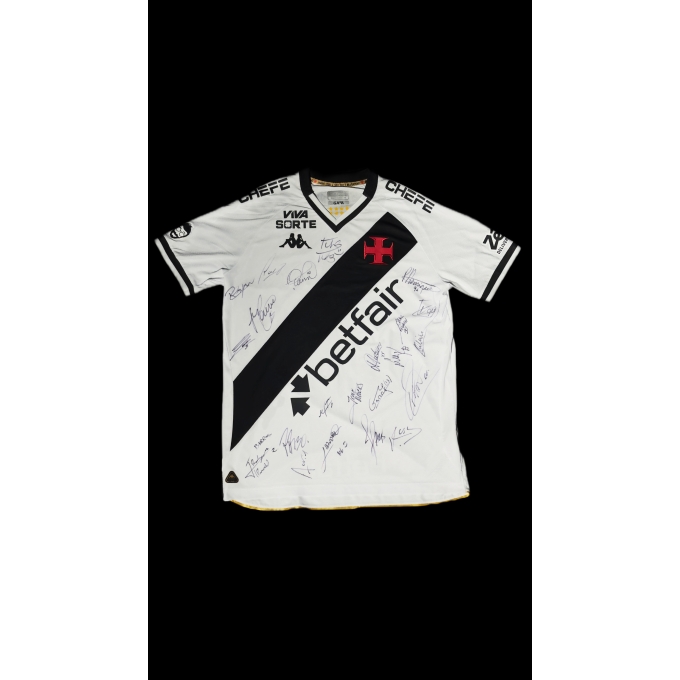 CAMISA VASCO AUTOGRAFADA PELO ELENCO – TEMPORADA 2025 PREPARADA PARA JOGO