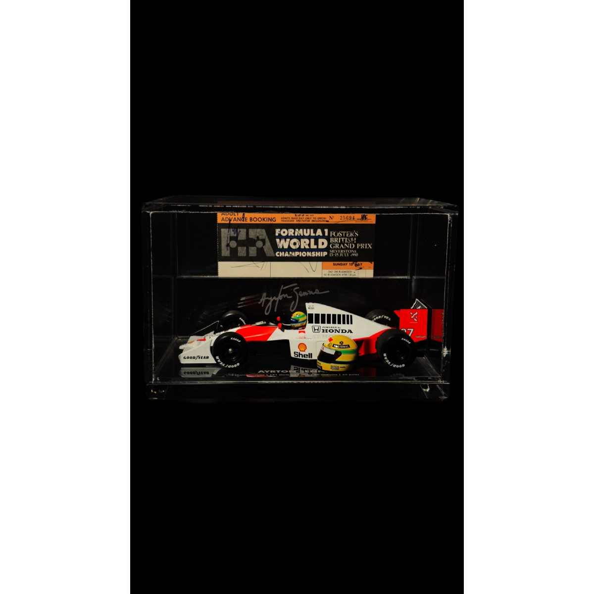 AYRTON SENNA AUTÓGRAFO – INGRESSO BRITISH GP 1990