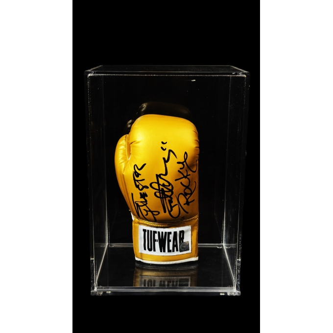 SYLVESTER STALLONE AUTÓGRAFO – LUVA DE BOXE  DOURADA