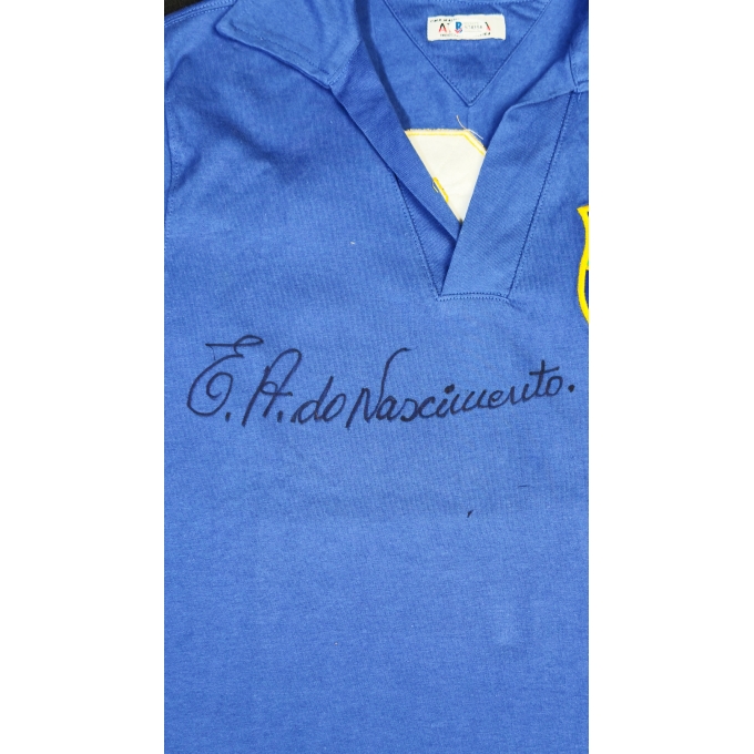 PELÉ AUTÓGRAFO – CAMISA RETRO BRASIL AZUL