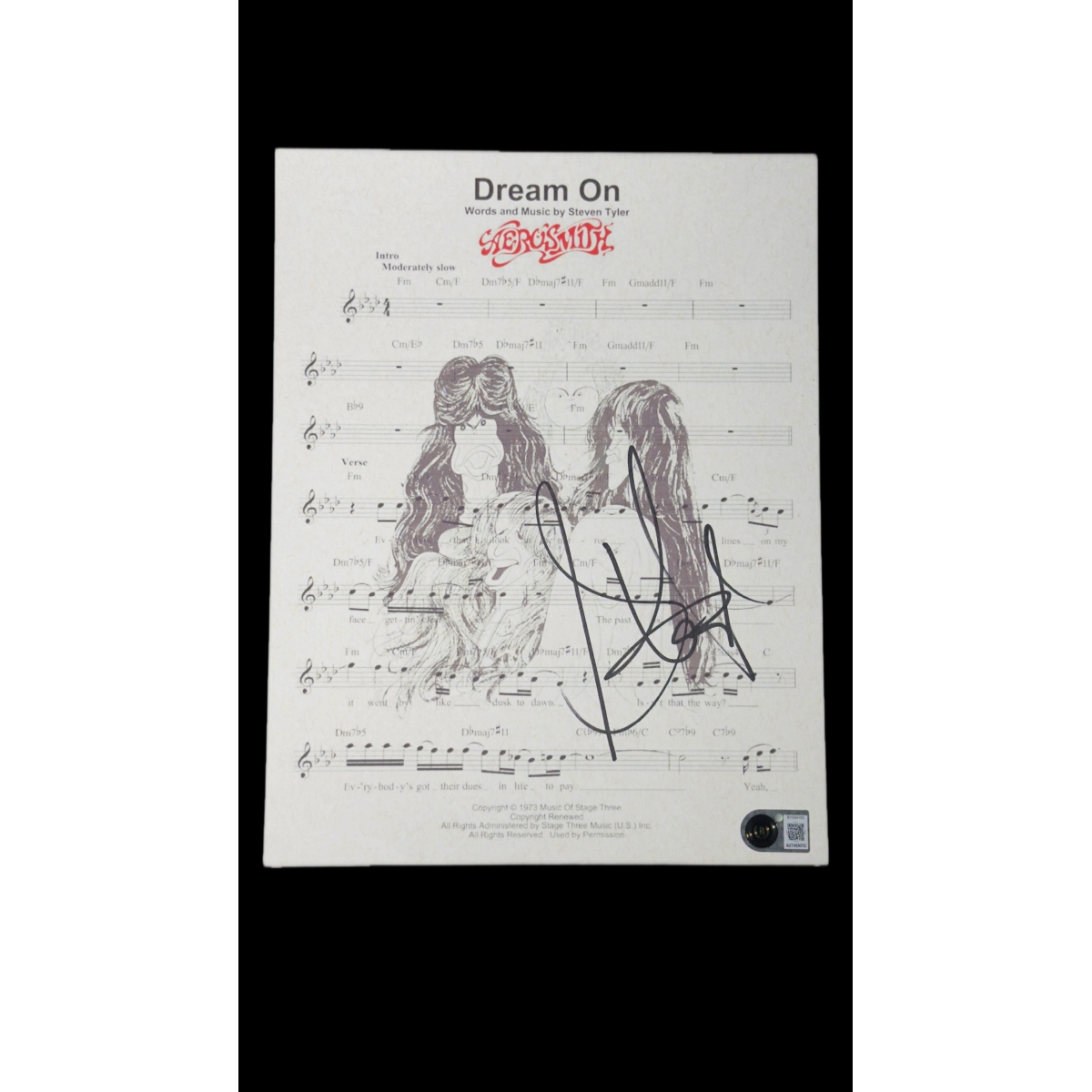 STEVEN TYLER AUTÓGRAFO – PARTITURA DREAM ON