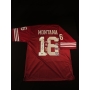 Camiseta de Futebol Americano autografada por Joe Montana.