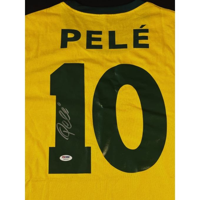 Pelé autógrafo na Camiseta da Seleção Brasileira.