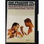 Joe Frazier vs Muhammad Ali autógrafos enquadrados em pôster da luta de 8 de Março de 1971.