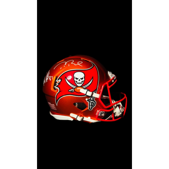 TOM BRADY E ROB GRONKOWSKI AUTÓGRAFOS – CAPACETE TAMPA BAY BUCCANEERS