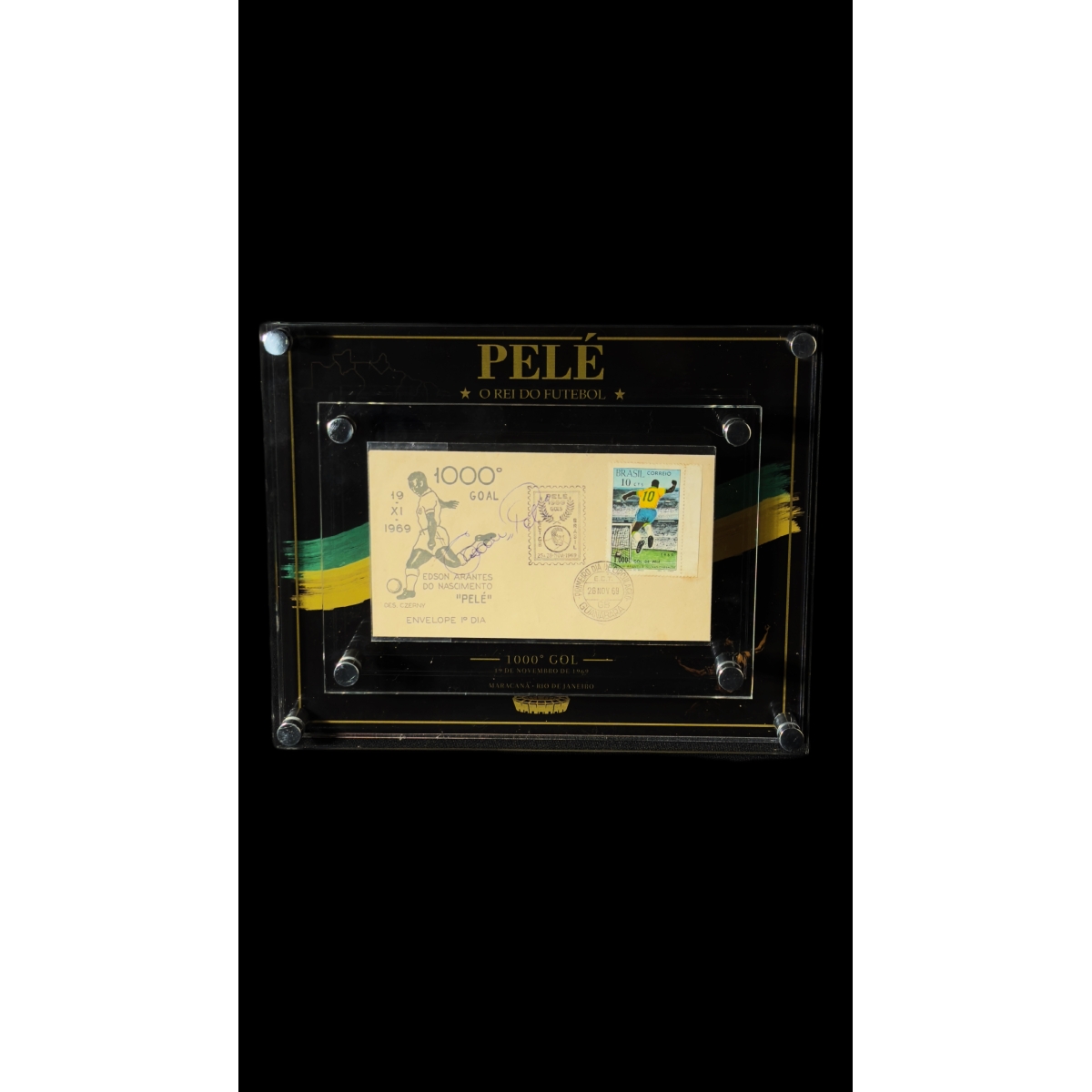 PELÉ AUTÓGRAFO - ENVELOPE COMEMORATIVO DO 1000º GOL