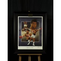 Muhammad Ali autógrafo em Litografia emoldurada.