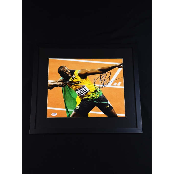 Usain Bolt Autógrafo em foto emoldurado