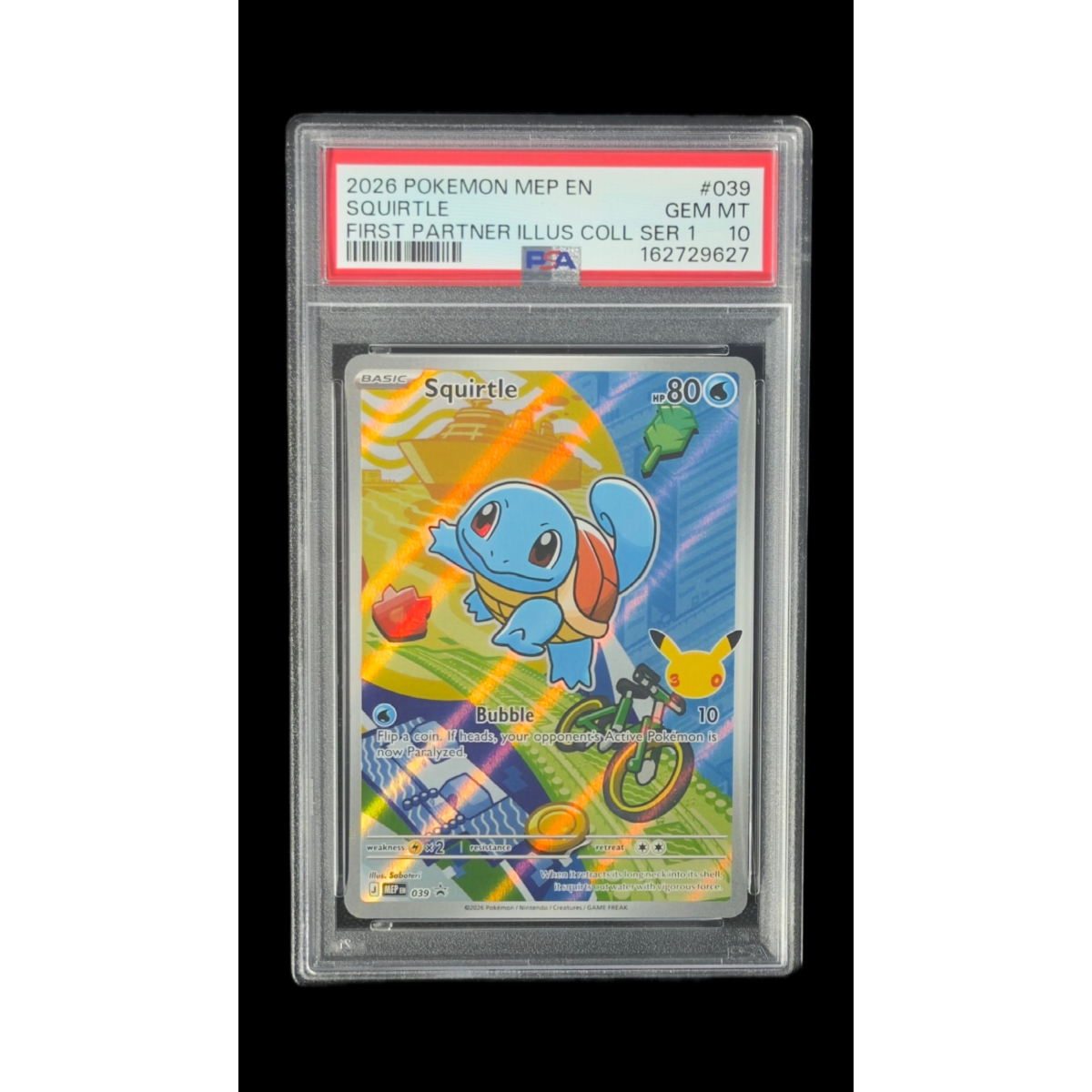 SQUIRTLE - FIRST PARTNER ILLUSTRATION COLLECTION SERIES 1 039 - PSA 10