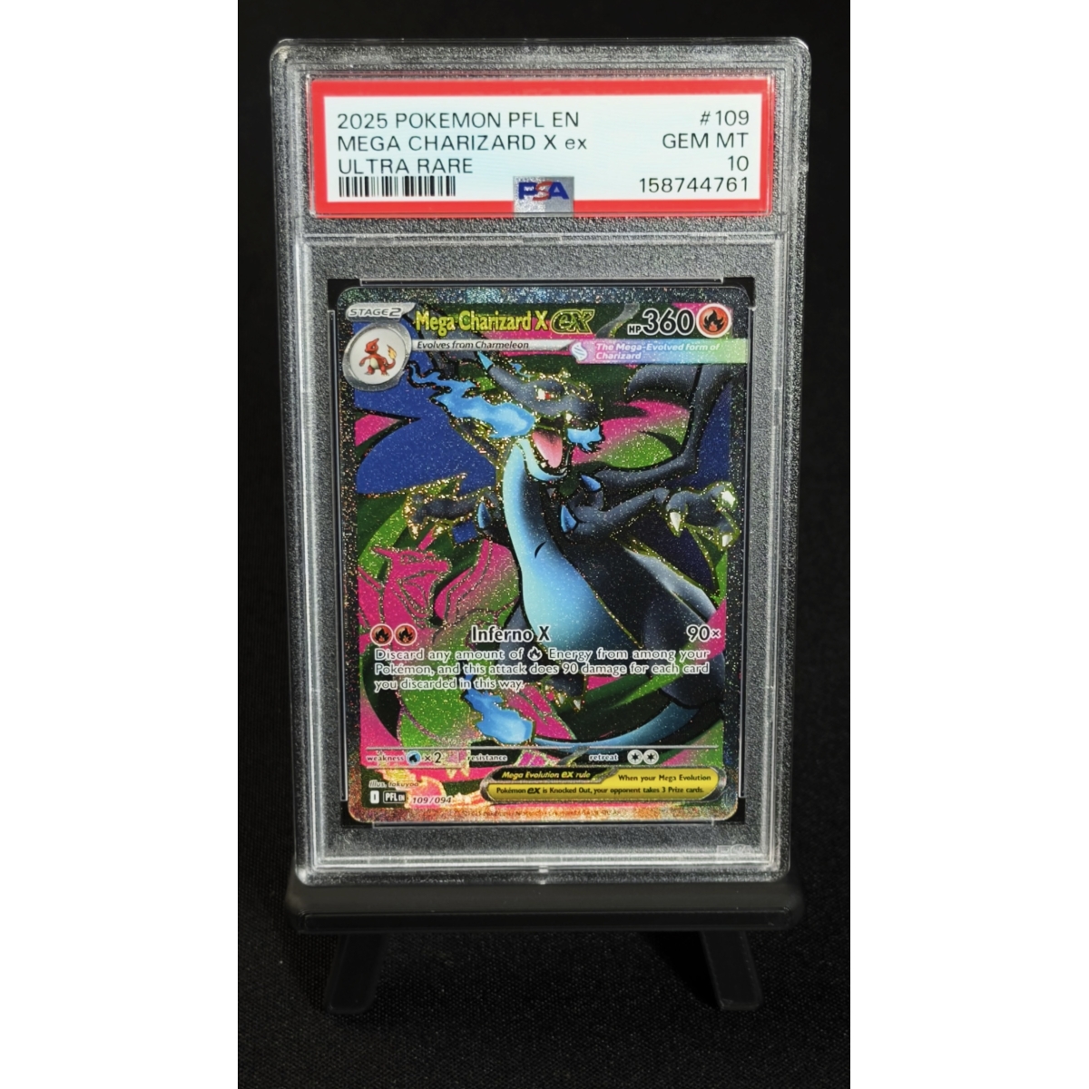 MEGA CHARIZARD X ex 109/094 - PHANTASMAL FLAMES 2025 - ULTRA RARE - PSA 10