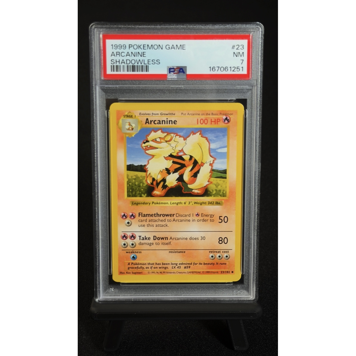 ARCANINE 23 SHADOWLESS - BASE SET 1999 PSA 7