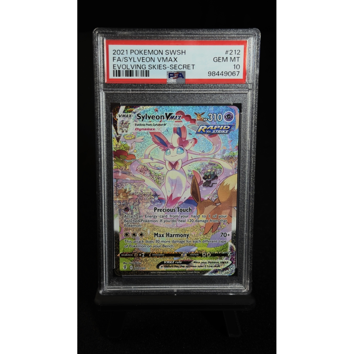 SYLVEON VMAX 212/203 - EVOLVING SKIES SECRET RARE 2021 PSA 10