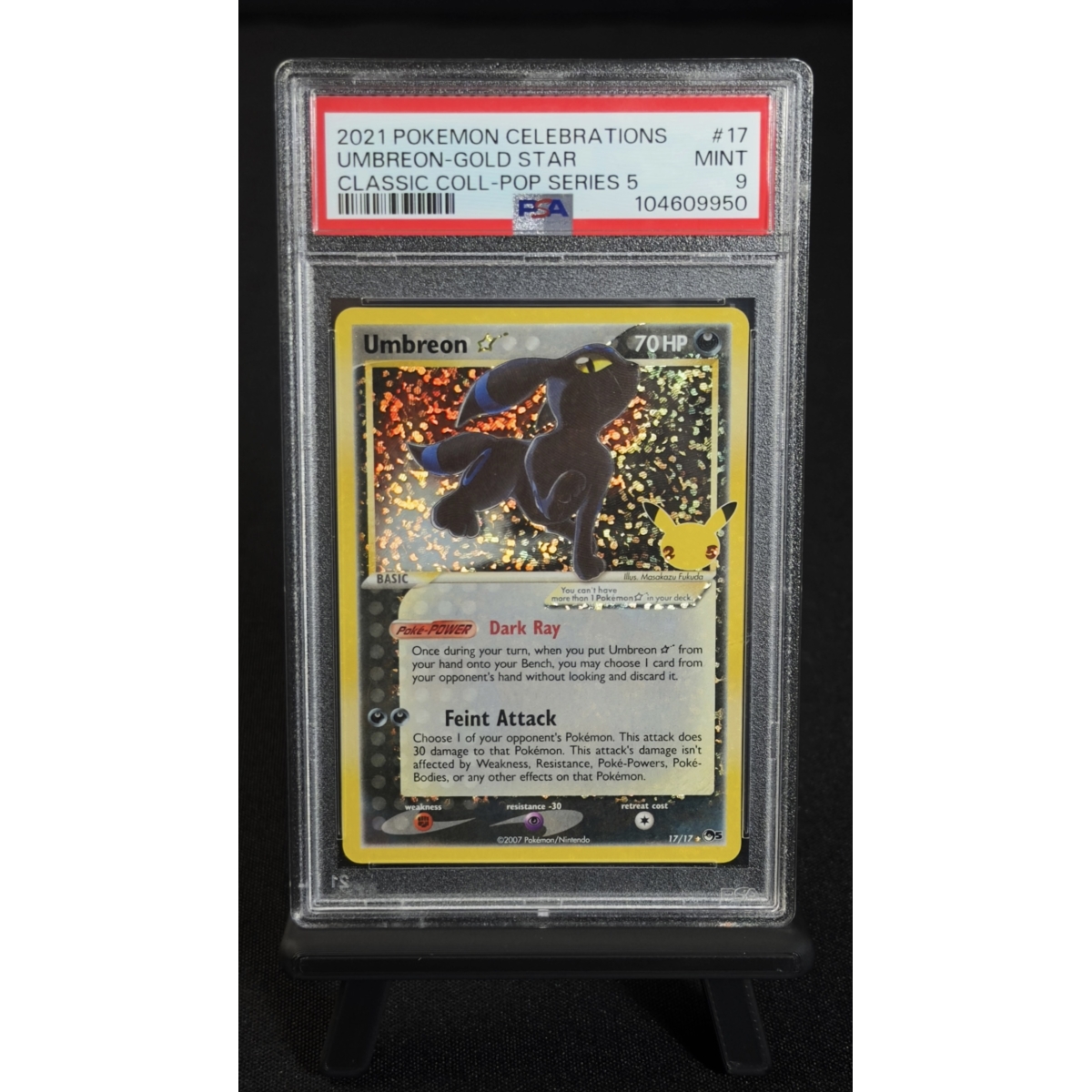 UMBREON GOLD STAR 17/17 - CELEBRATIONS CLASSIC COLLECTION PSA 9