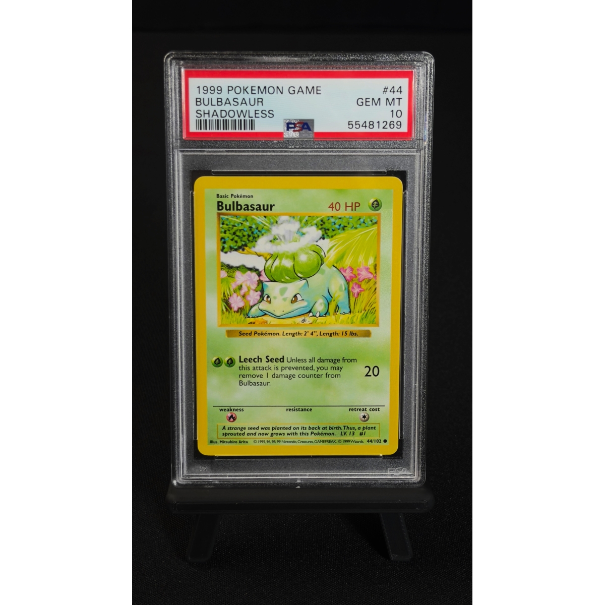BULBASAUR 44/102 SHADOWLESS - BASE SET 1999 PSA 10