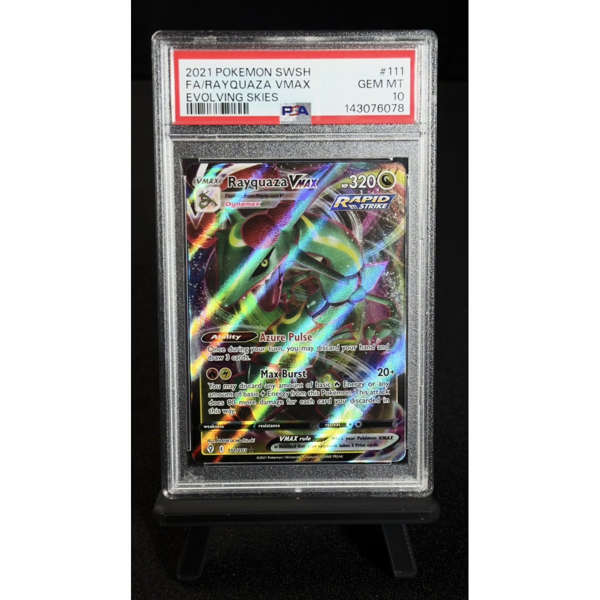RAYQUAZA VMAX 111/203 - EVOLVING SKIES 2021 PSA 10