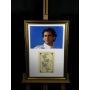 Ayrton Senna Autógrafo na reprodução impressa do Hino Nacional, Emoldurada.