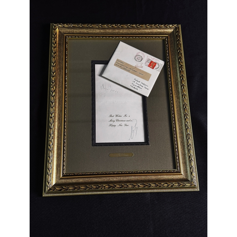 Ayrton Senna – Carta Autografada Emoldurada Desejando Feliz Natal e Ano Novo.