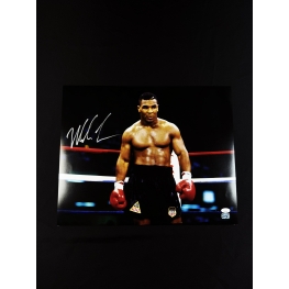 Mike Tyson Autógrafo em Pôster "no ringue".
