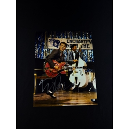 Michael J. Fox Autógrafo em Pôster em cena do Filme "De volta para o Futuro".