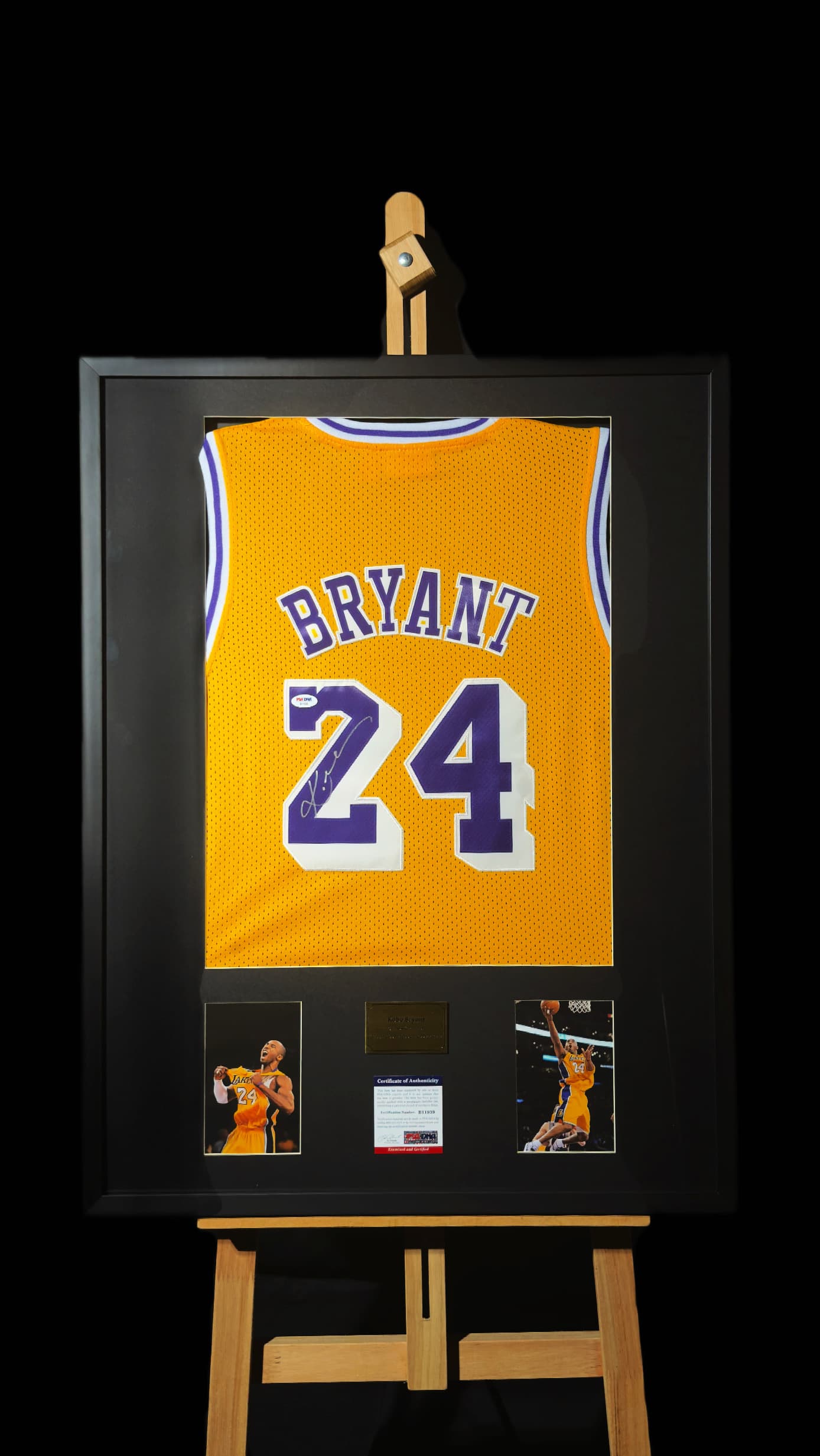 Kobe Bryant autógrafo – quadro jersey Los Angeles Lakers nº 24, Kobe Bryant