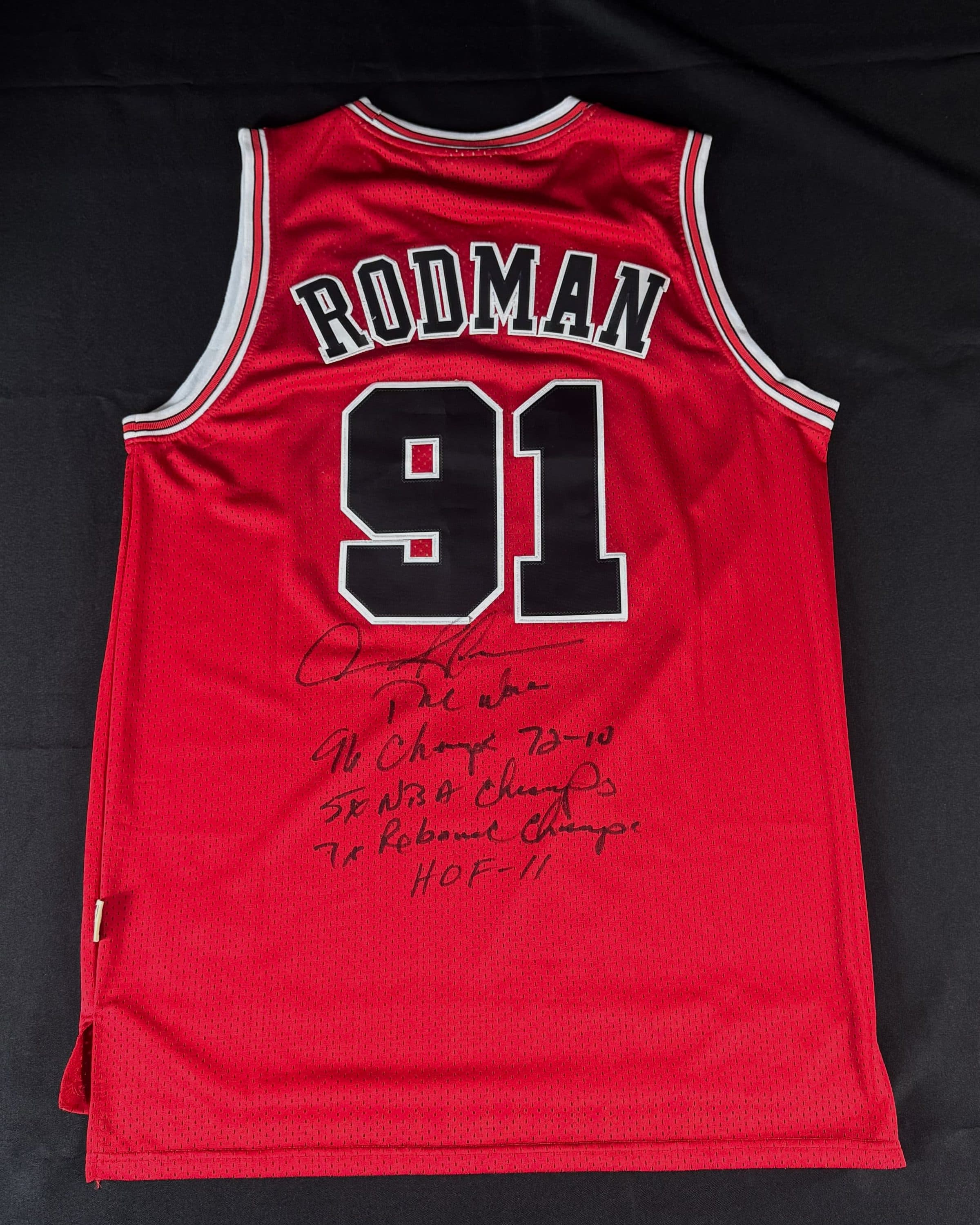 Dennis Rodman autógrafo – camisa de basquetebol da lendária equipe Chicago Bulls, Dennis Rodman