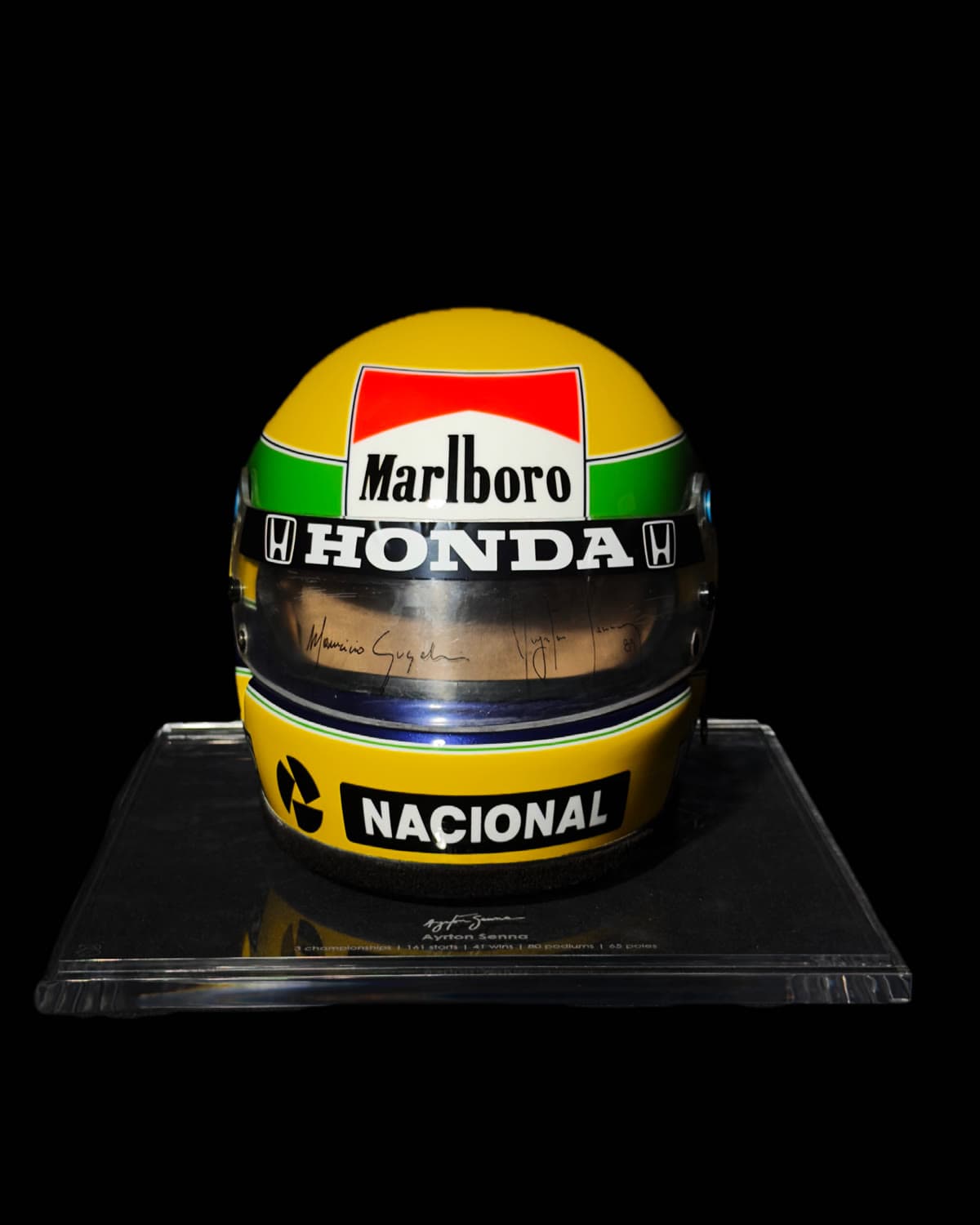 Capacete McLaren-Honda com viseira autografada, Ayrton Senna