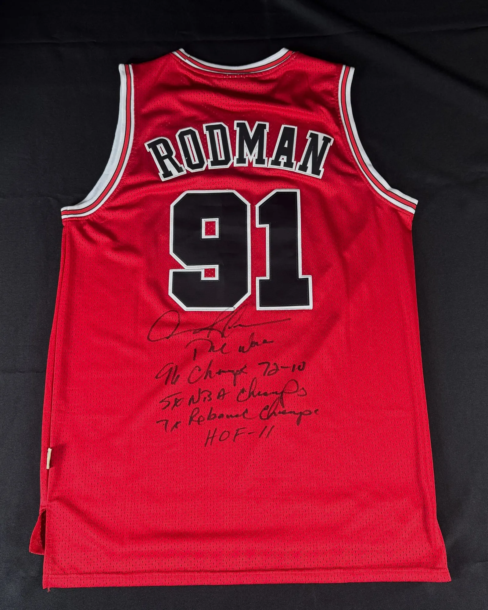Dennis Rodman autógrafo – camisa de basquetebol da lendária equipe Chicago Bulls, Dennis Rodman