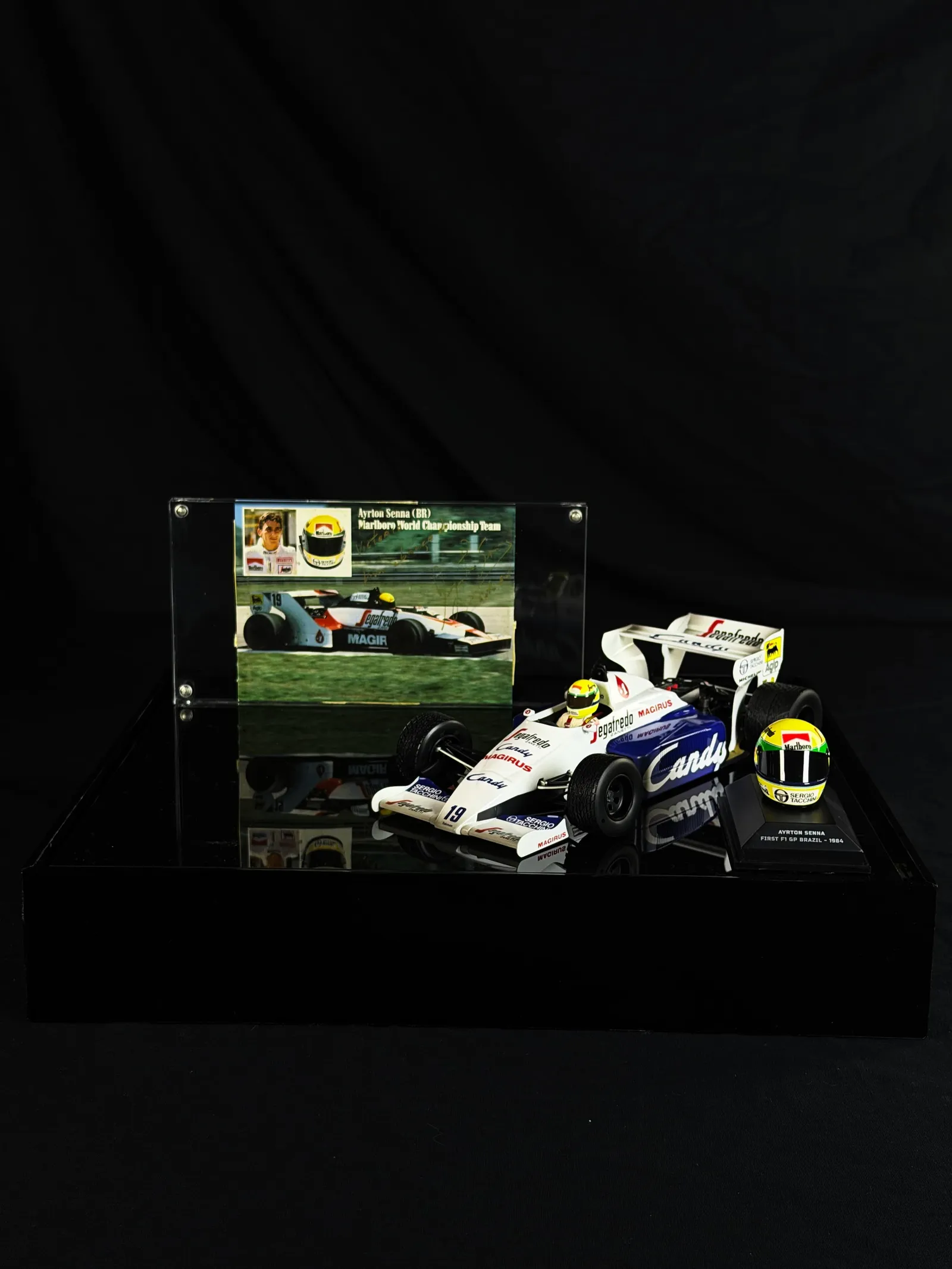Ayrton Senna autógrafo – cartão "Marlboro World Championship Team", Ayrton Senna