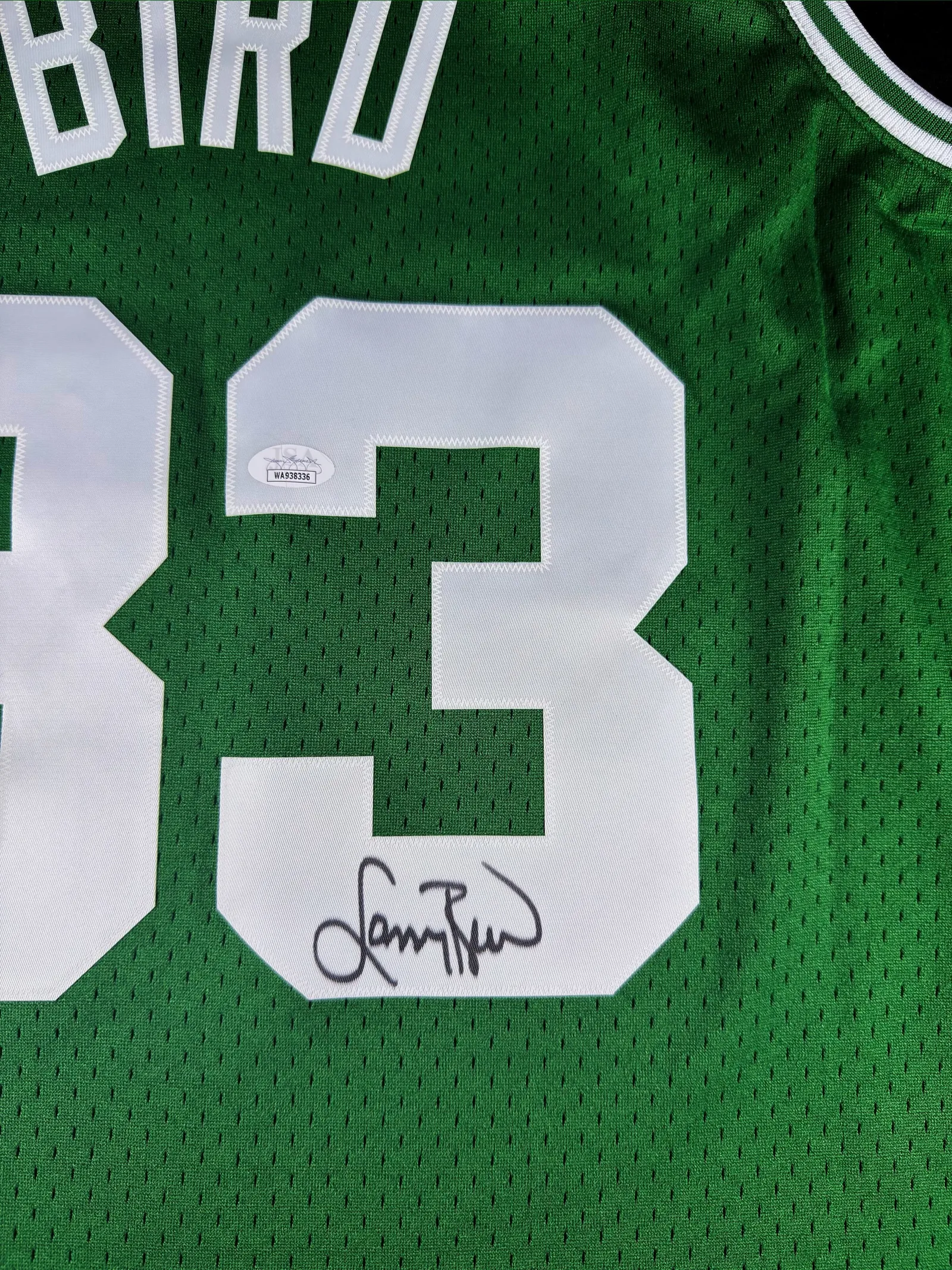 Larry Bird autógrafo – camisa de basquetebol "Celtics", Larry Bird