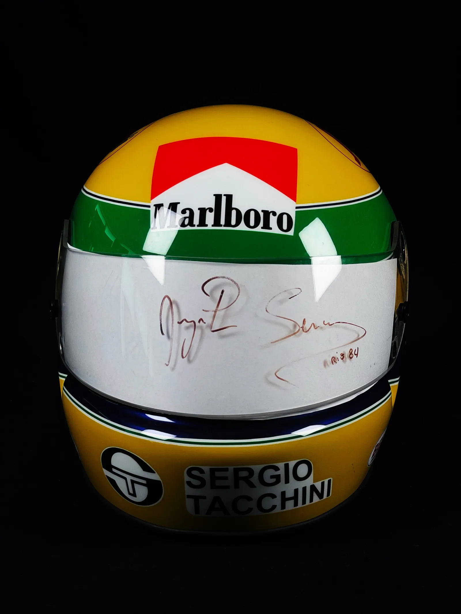 Ayrton Senna autógrafo – assinatura na viseira do capacete, Ayrton Senna