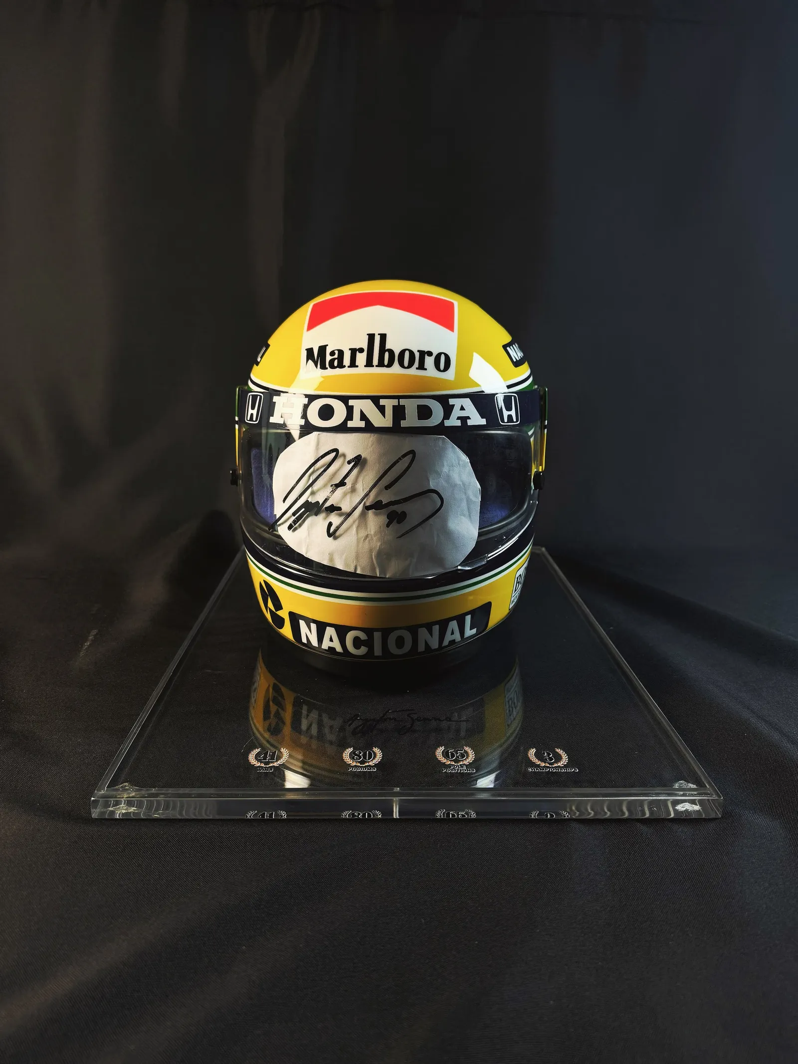 Ayrton Senna autógrafo – viseira capacete McLaren, Ayrton Senna