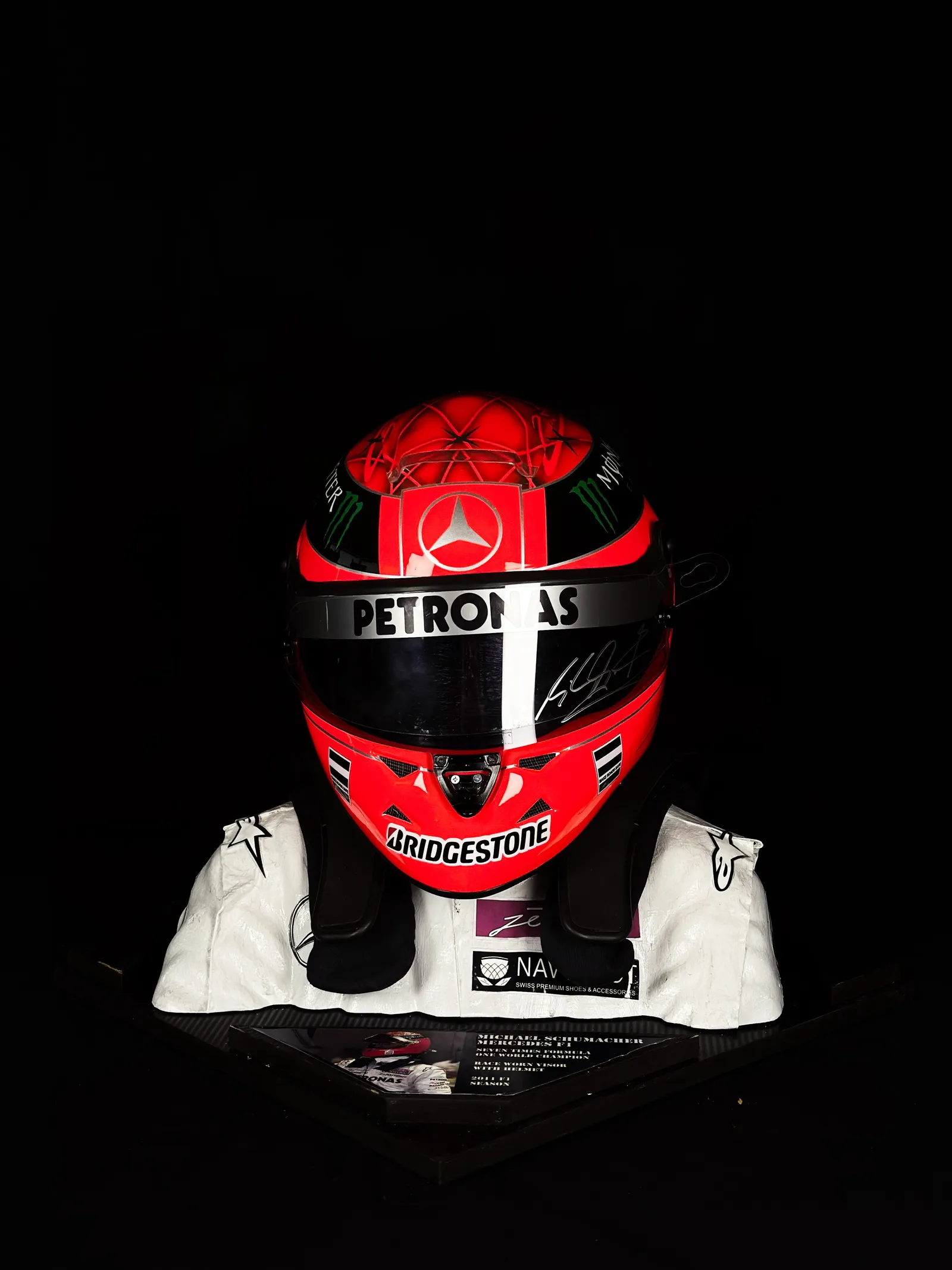 Michael Schumacher autógrafo – viseira capacete de Fórmula 1, Michael Schumacher