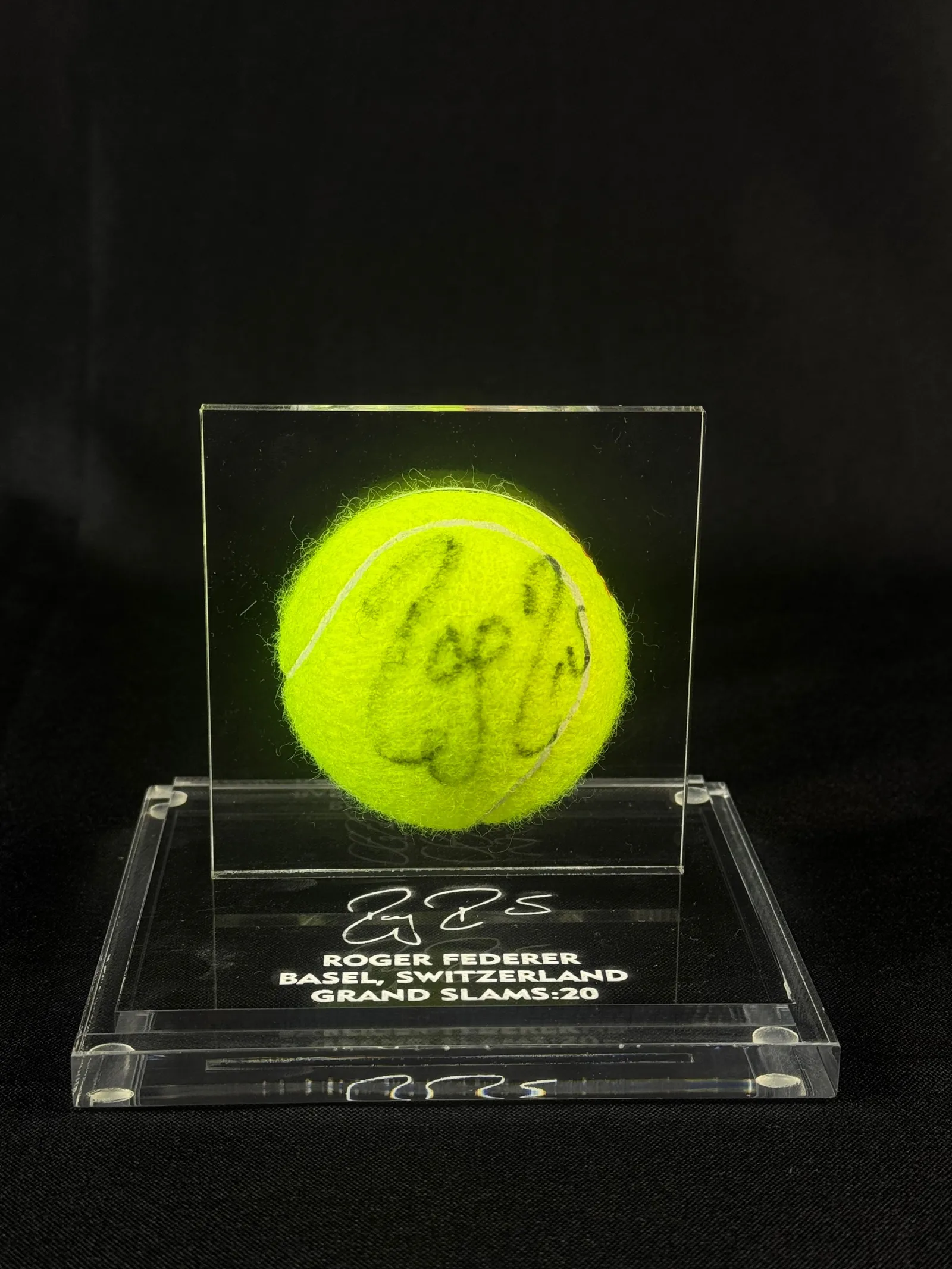 Roger Federer autógrafo – bola de tênis, Roger Federer