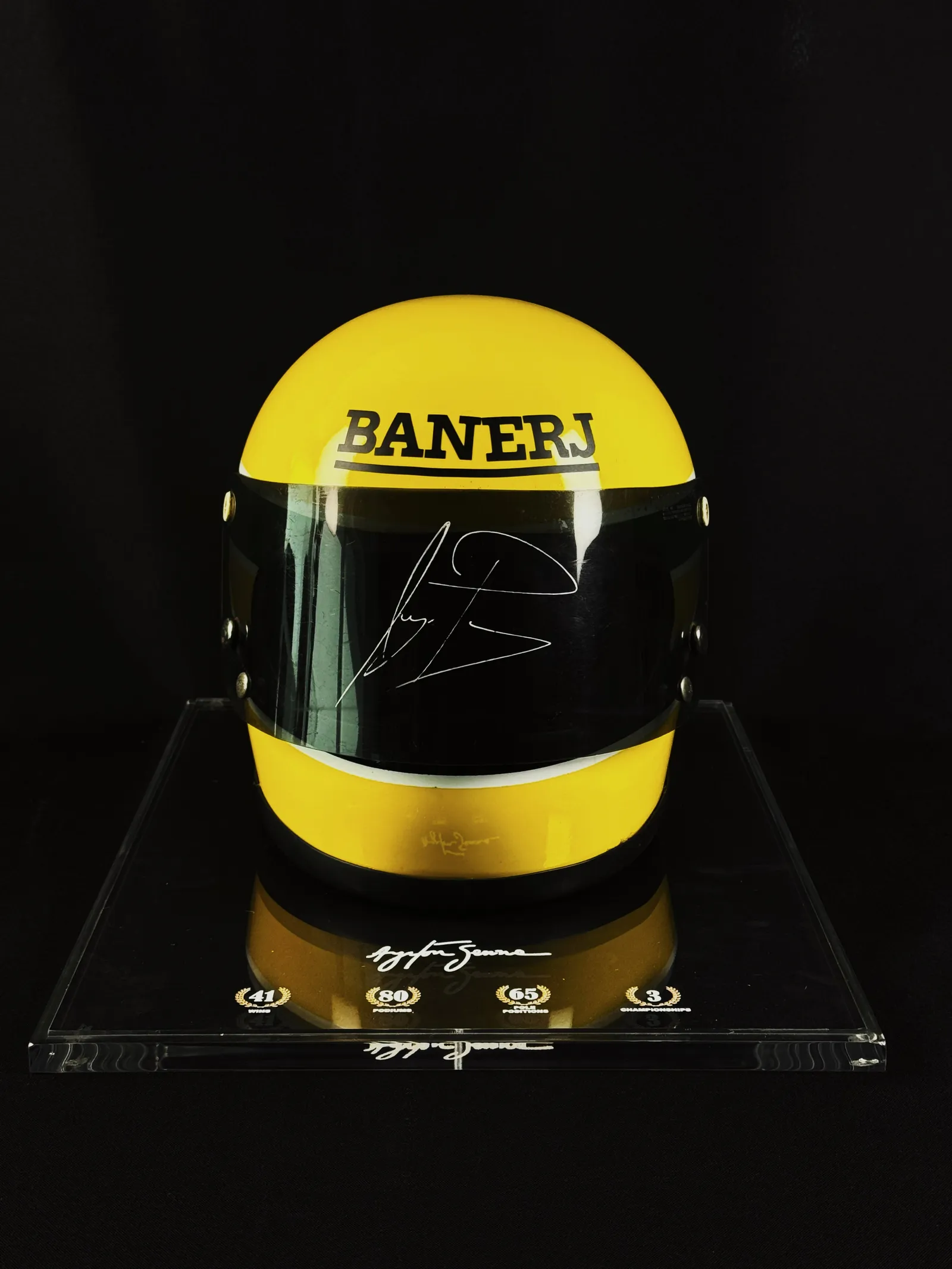Ayrton Senna autógrafo – viseira capacete "O Início", Ayrton Senna