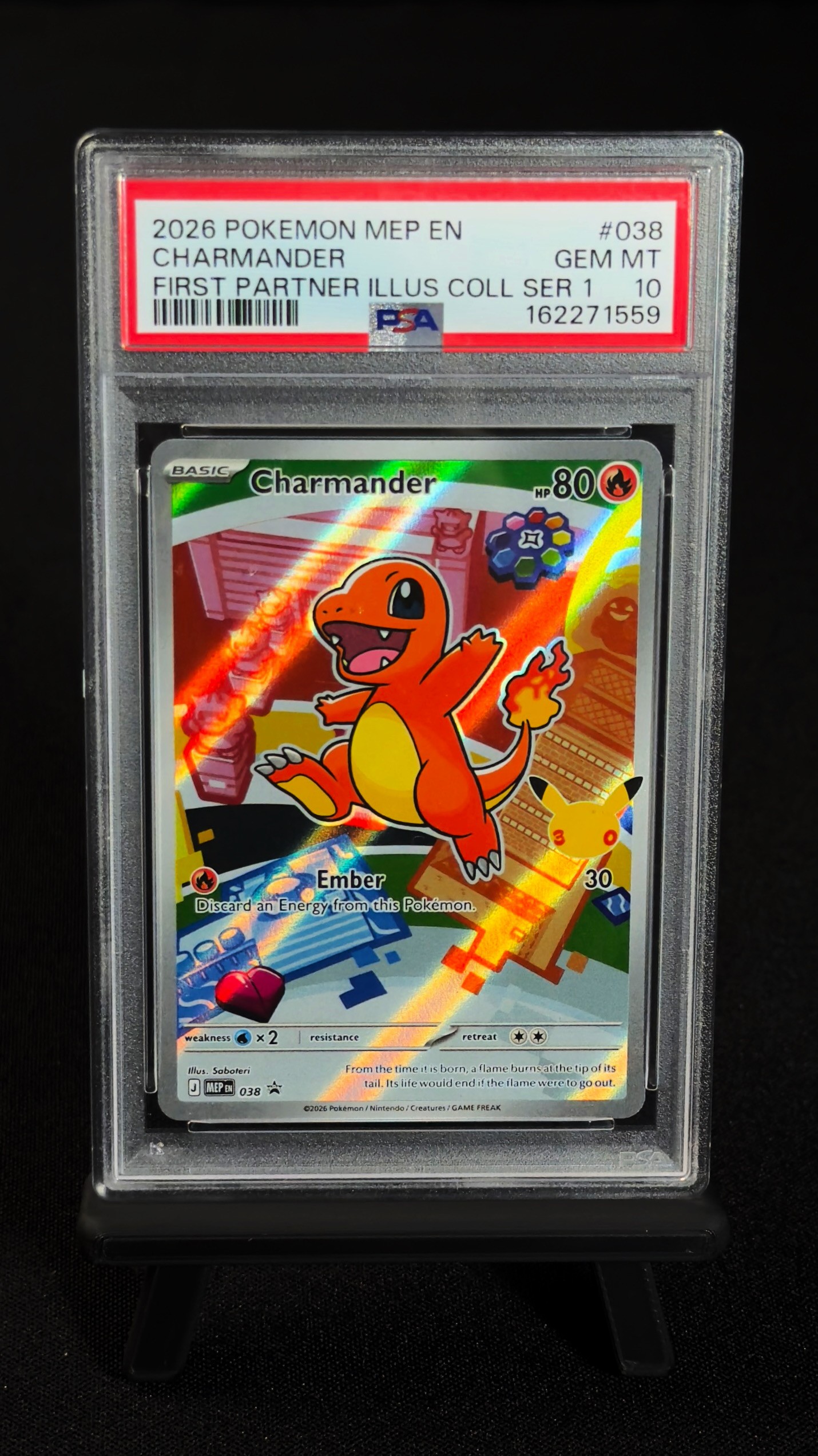 Charmander 038 – First Partner Illustration Collection Series 1 2026, PSA 10, Charmander