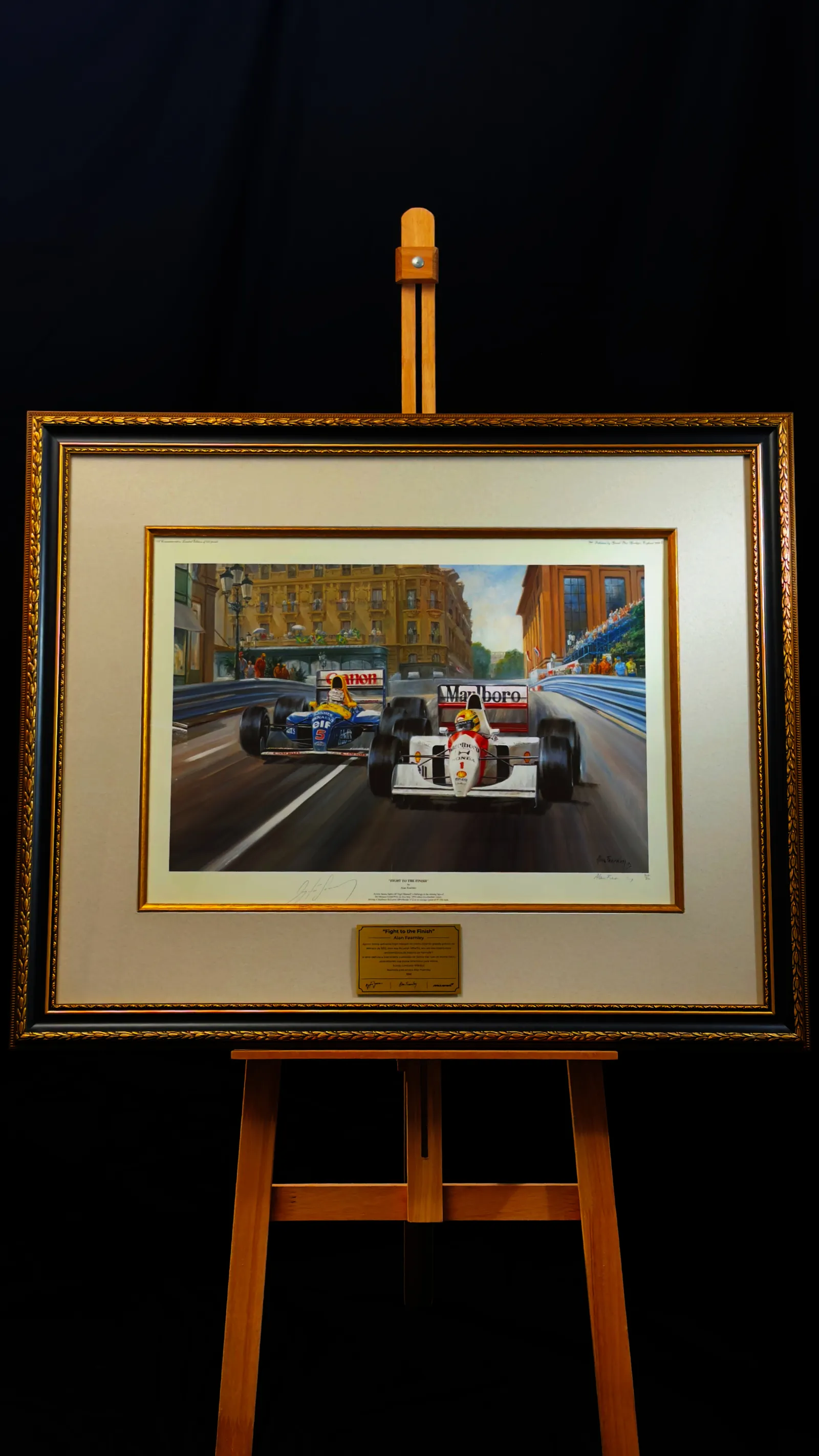 Ayrton Senna autógrafo – Quadro Fight to the Finish 1992, Ayrton Senna