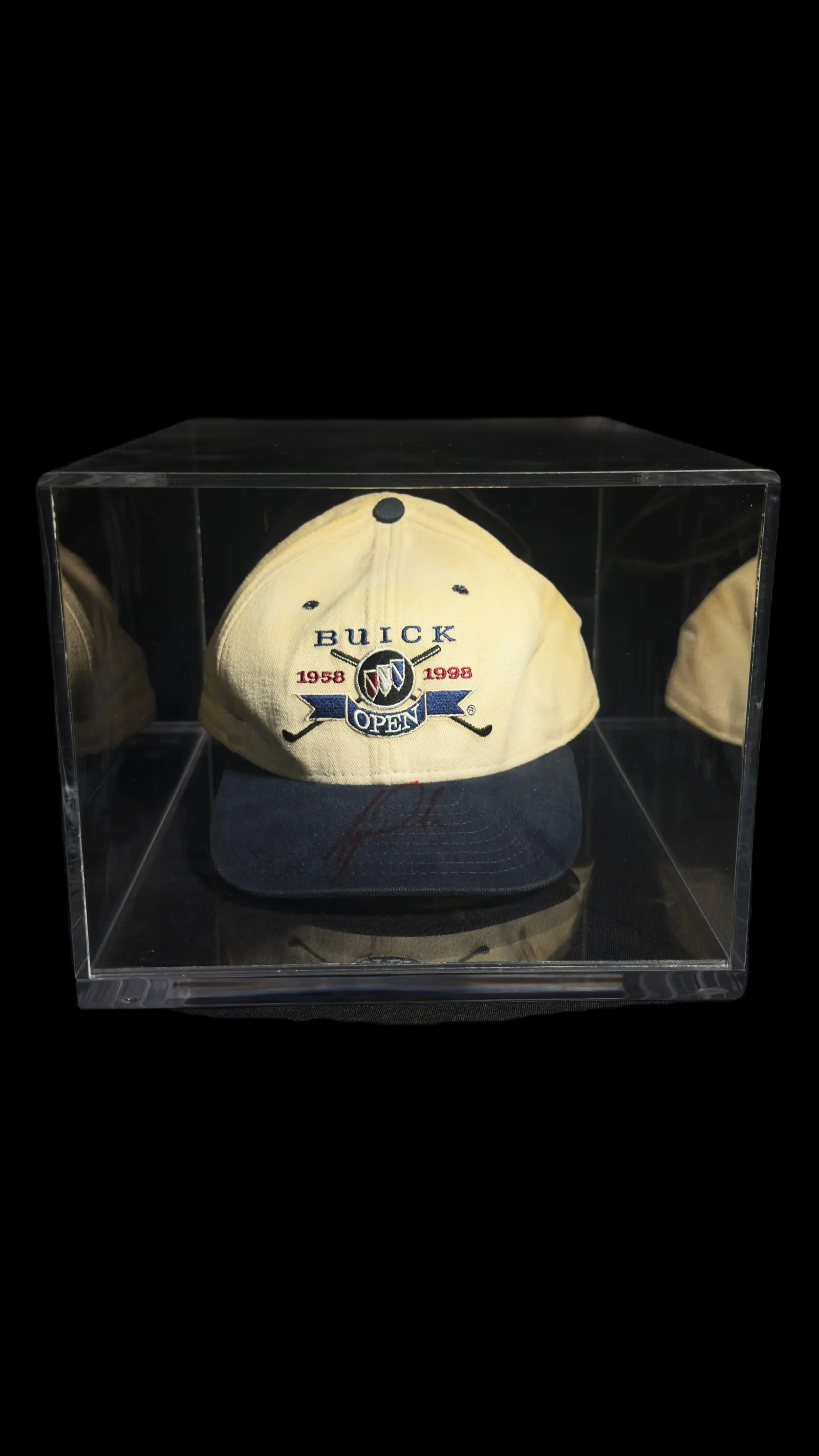 Tiger Woods autógrafo – boné Buick Open, Tiger Woods