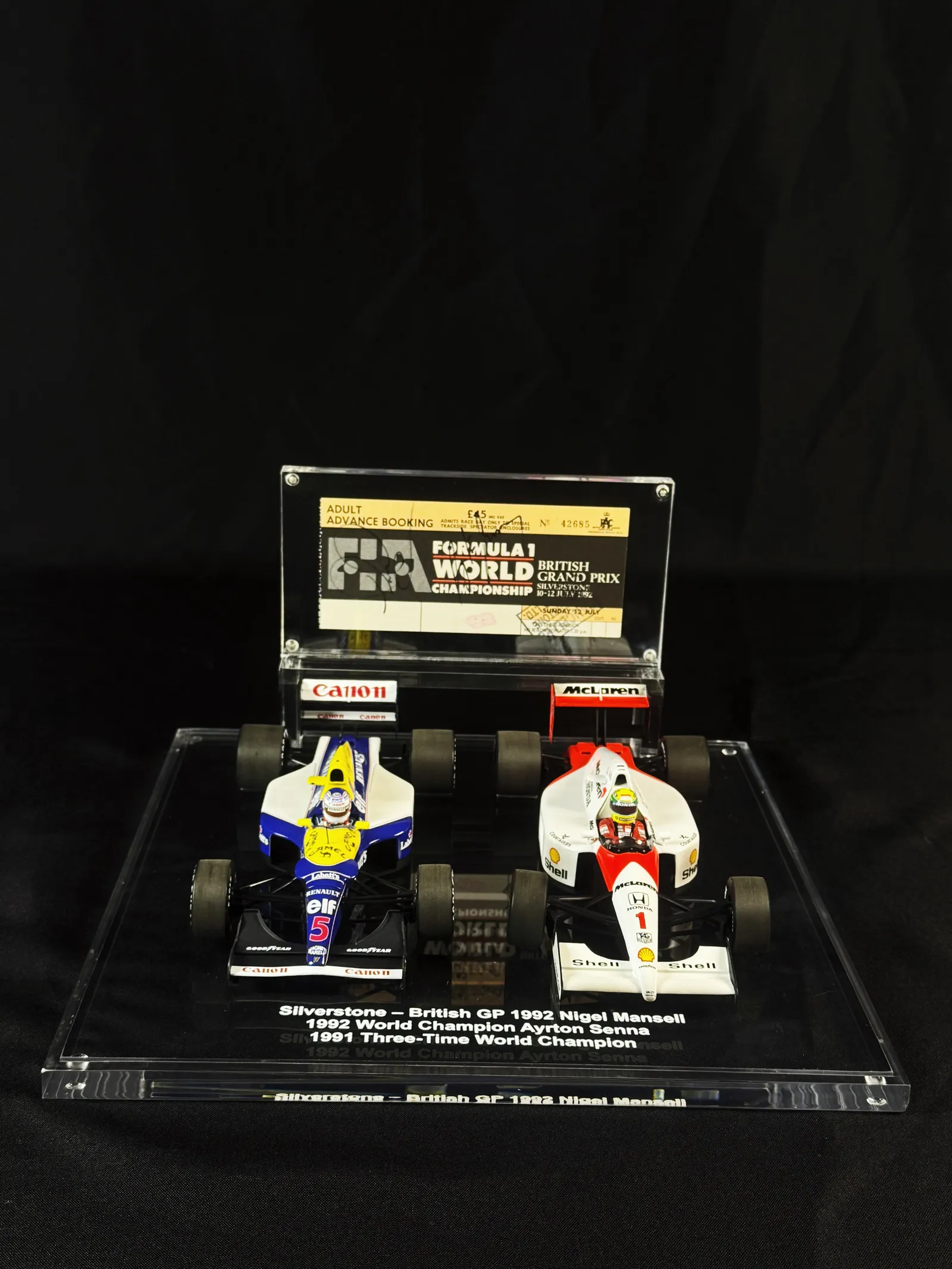Ayrton Senna e Nigel Mansell autógrafos – ingresso "British GP 1992", 10 a 12 de julho de 1992, Ayrton Senna e Nigel Mansell