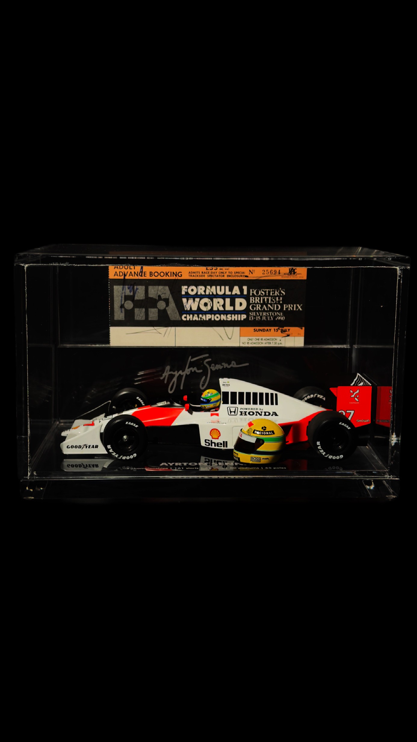 Ayrton Senna autógrafo – ingresso British GP 1990, Ayrton Senna