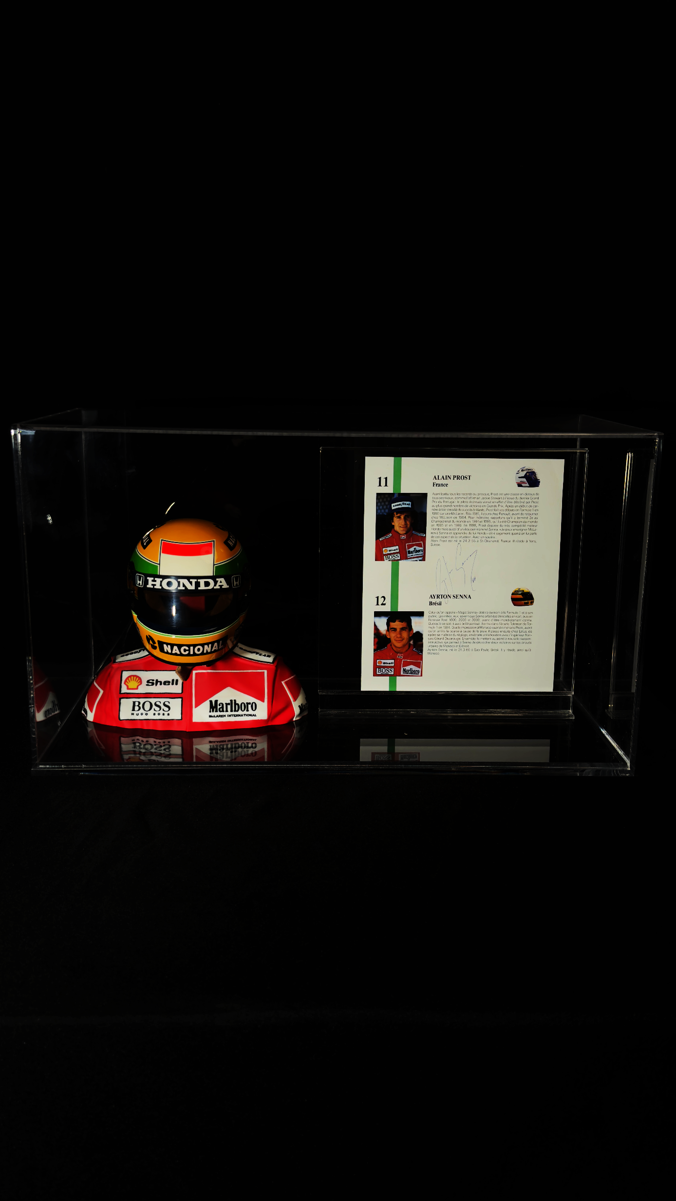 Ayrton Senna autógrafo – miniatura e página de biografia McLaren Honda, Ayrton Senna