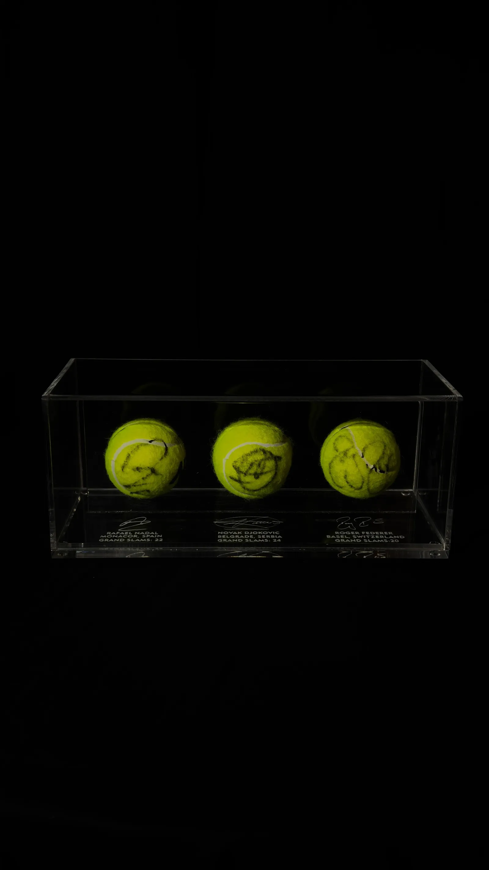 Nadal · Djokovic · Federer autógrafo – kit 3 bolas de tênis, Rafael Nadal, Novak Djokovic e Roger Federer