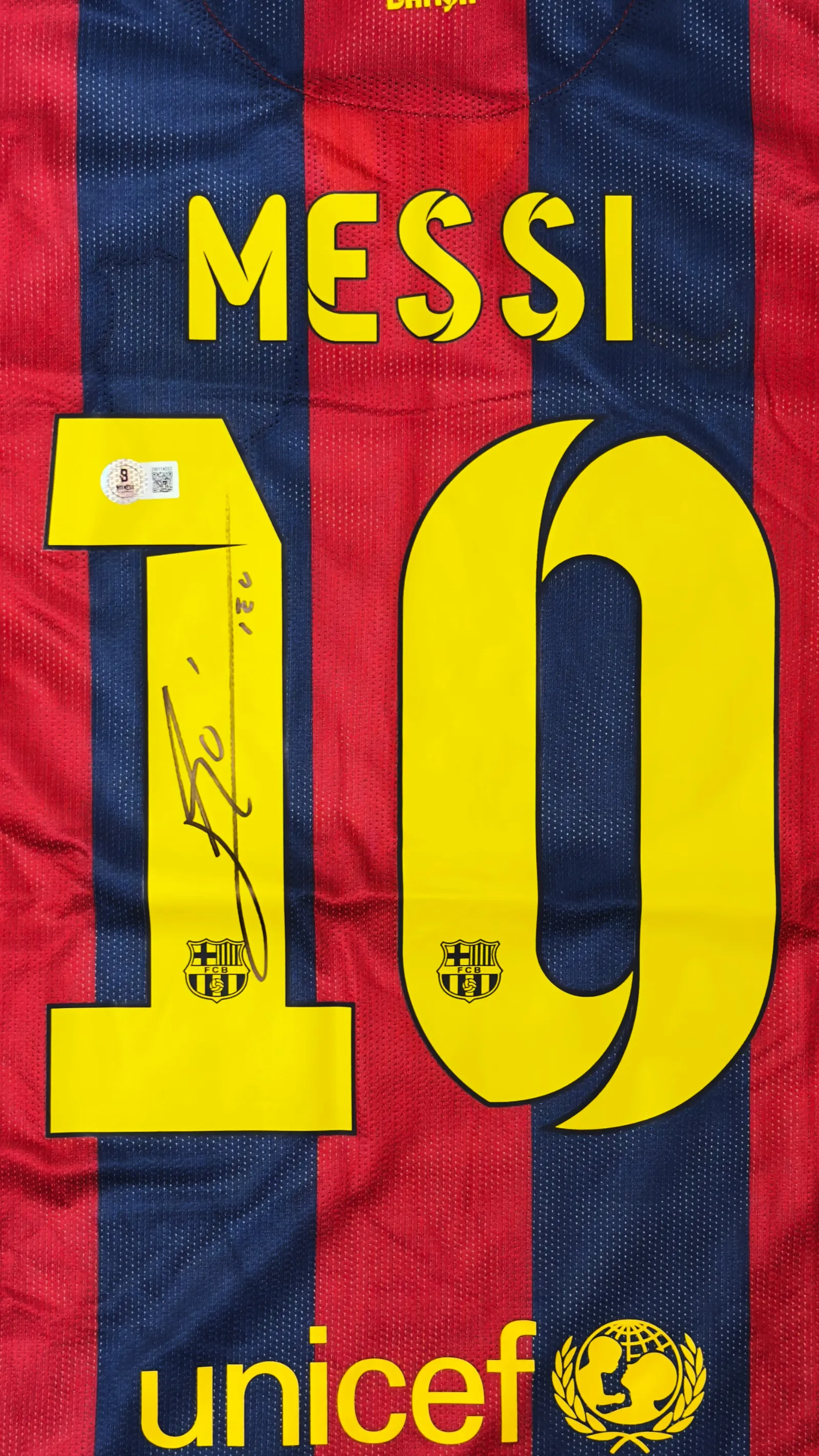 Lionel Messi autógrafo – Camisa Barcelona Champions League 2015, Lionel Messi